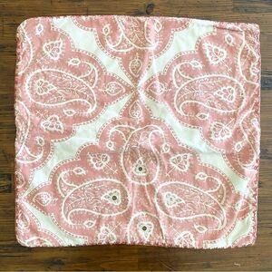 Pottery Barn Paisley Floral Sequin Pillow Sham Boho 21” X 22.5” Dusty Pink Coral